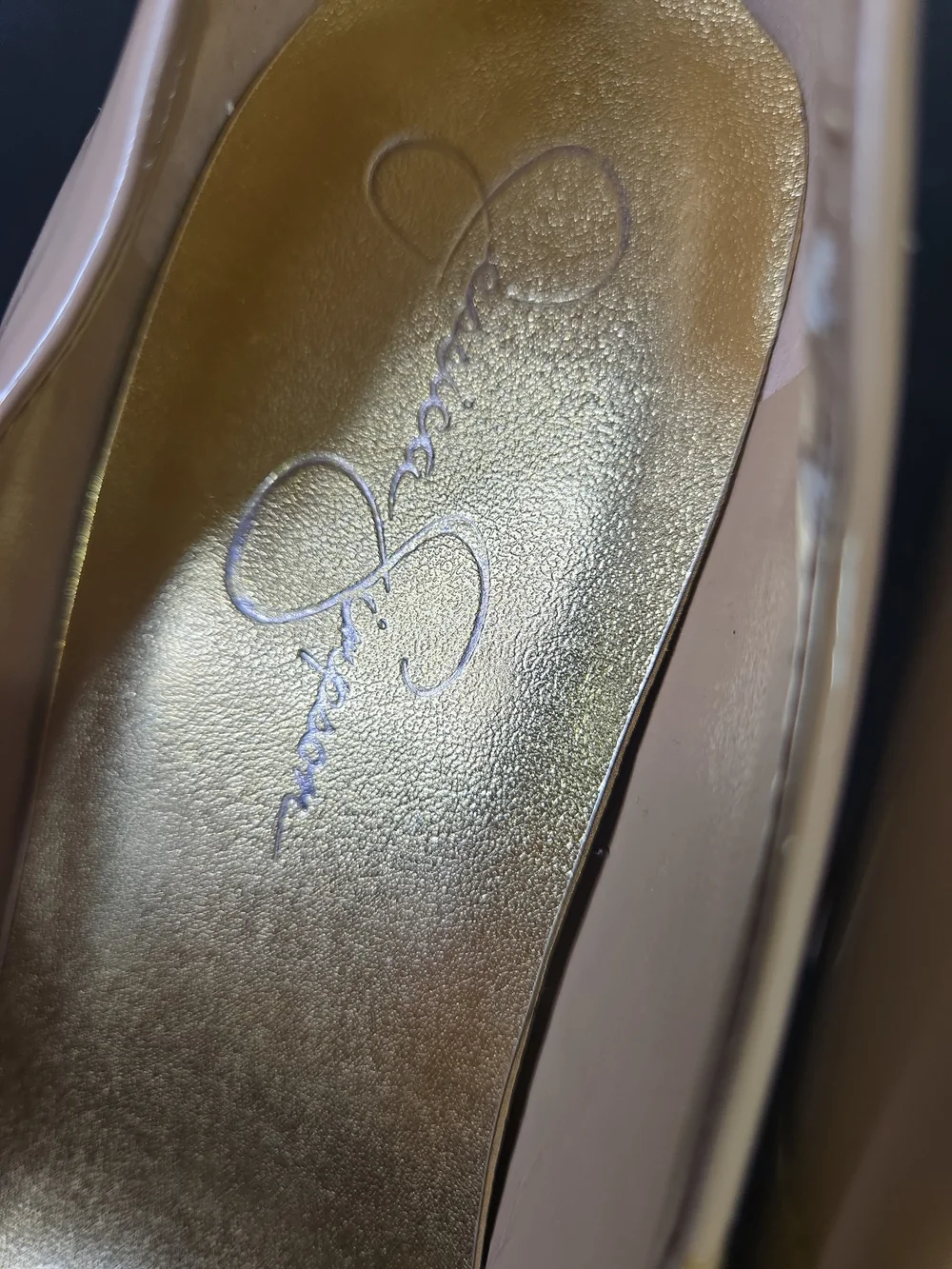 Jessica Simpson Nude Patent Platform Pumps Heels Almond Toe JS-Dany Size 10